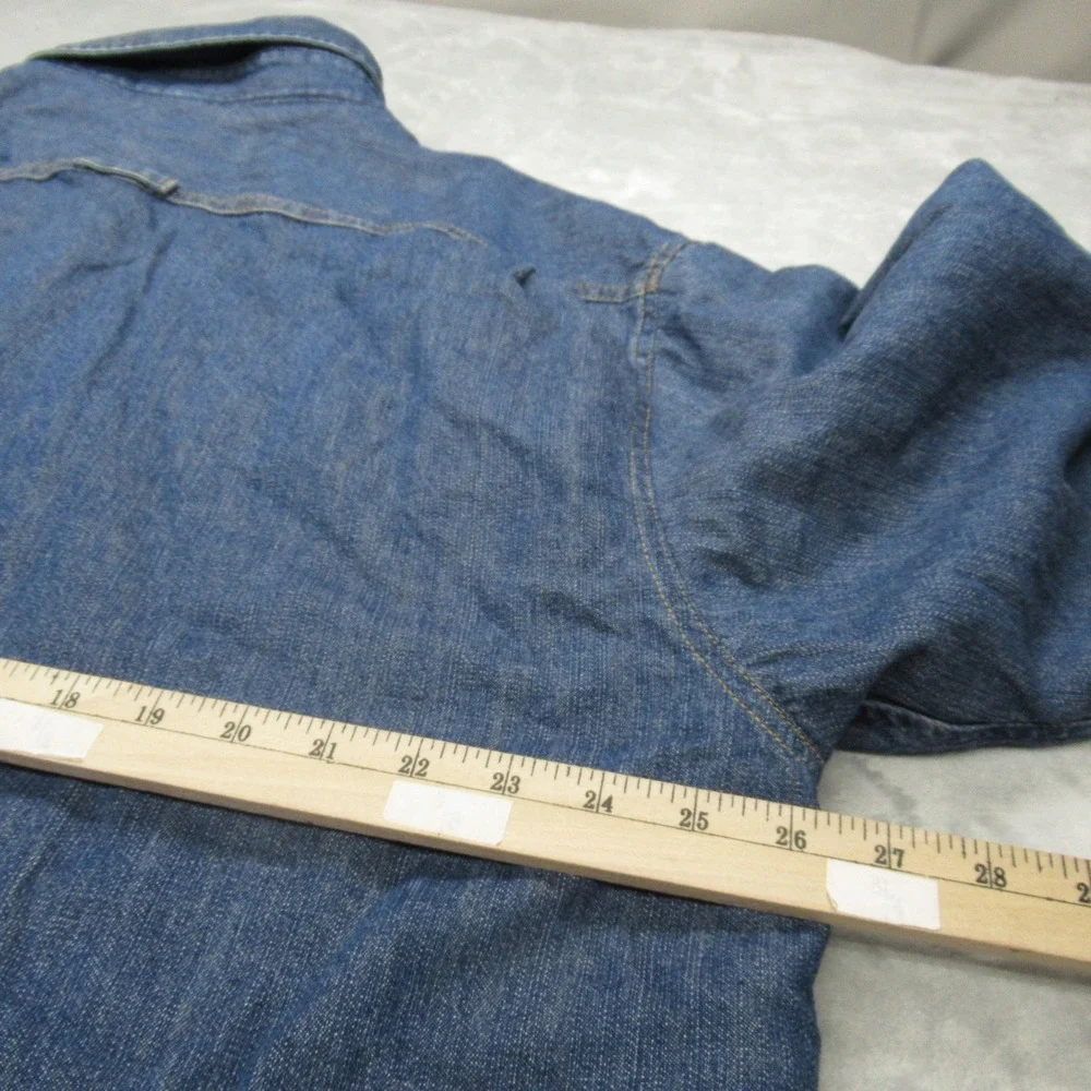 Levis  Shirt Jacket Mens XXL Blue Pockets Chambray Sherpa Fleece Lined Button Up - Picture 10 of 13